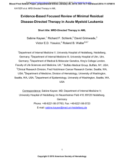 Evidence-Based Focused Review of Minimal Residual