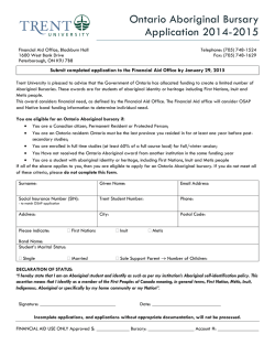 Ontario Aboriginal Bursary Applcation