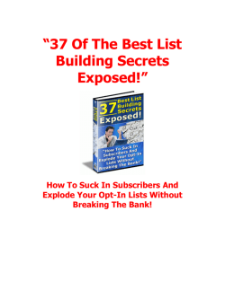 &ldquo;37 Of The Best List Building Secrets Exposed!&rdquo;