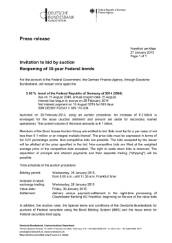 Invitation to bid by auction - Reopening of 30