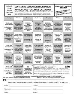 CEF JACKPOT CALENDAR - Centennial Education Foundation