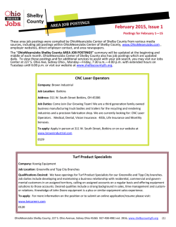 February 2015, Issue 1 - Shelby County Job and Family Services