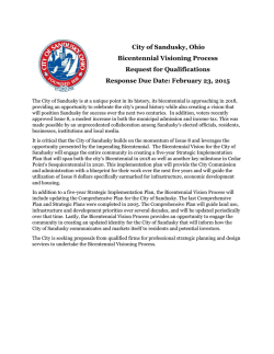 City of Sandusky, Ohio Bicentennial Visioning Process Request for