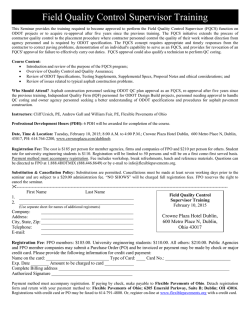 Field Quality Control Supervisor Training