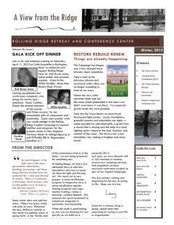 Read our Winter 2015 NEWSLETTER - Rolling Ridge | Retreat Center