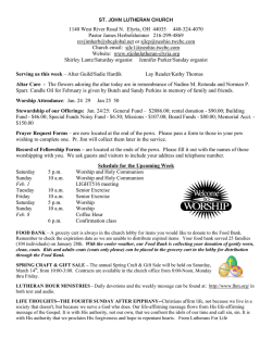 Weekly Announcements - St John Lutheran Church