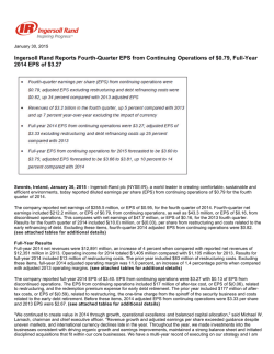 Ingersoll Rand Reports Fourth