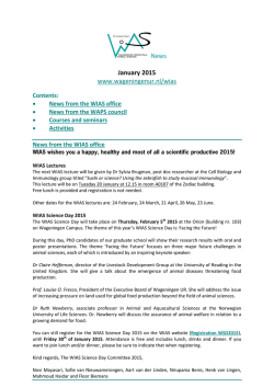 News January 2015 www.wageningenur.nl/wias