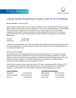 Liberty Global Schedules Investor Call for 2014 Results