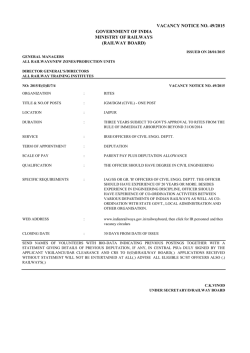 VACANCY NOTICE NO. 49/2015 GOVERNMENT