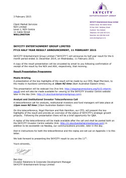 skycity entertainment group limited fy15 half year result