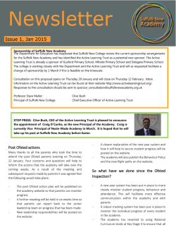 Post Ofsted actions So what have we done since the Ofsted