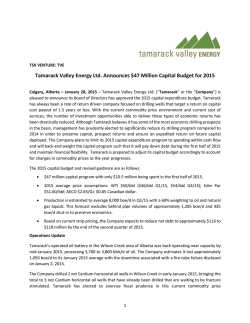 Tamarack Valley Energy Ltd. Announces $47 Million Capital Budget