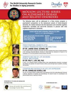 MOLSON LECTURE SERIES - McGill Centre for Studies in Aging