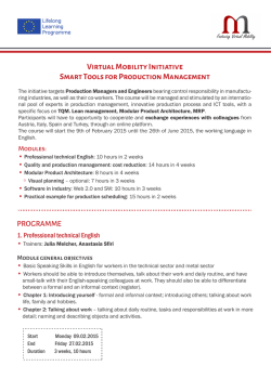 Virtual Mobility Initiative Smart Tools for Production Management