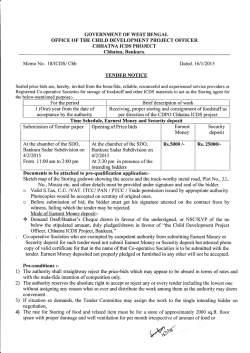 tender notice from office of the c.d.p.o chhatna, bankura