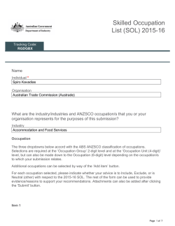 Skilled Occupation List (SOL) 2015-16