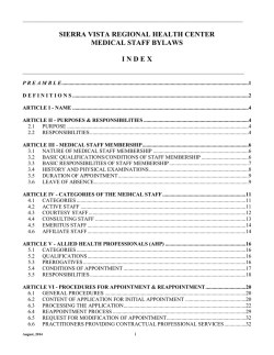 Medical Staff Bylaws - Sierra Vista Regional Health Center