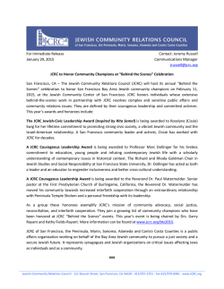 JCRC to Honor Community Champions at &ldquo;Behind the Scenes&rdquo;