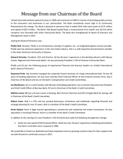 Message from our Chairman of the Board