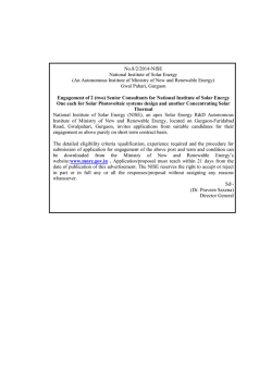 (two) Senior Consultants for National Institute of Solar Energy (NISE)