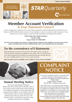 COMPLAINT NOTICE - South Texas Area Resources Credit Union