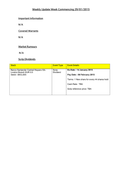 Week commencing 26 January 2015