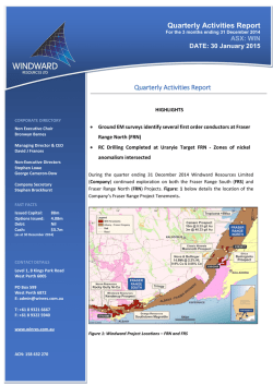 30/01/2015 Quarterly Activities and Cashflow Report