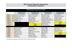 Wednesday, February 18, 2015 26th Annual Research Symposium