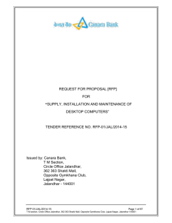 REQUEST FOR PROPOSAL [RFP] FOR &ldquo;SUPPLY