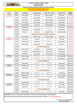 roster for sunday obligatory and weekdays liturgical readings