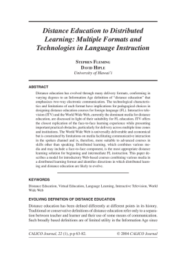 Distance Education to Distributed Learning: Multiple Formats and