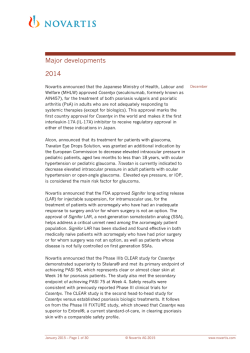 Major developments 2014