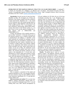 HYDRATION OF THE MARTIAN SURFACE: WHAT WE CAN LEARN