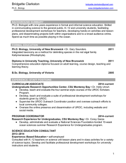Curriculum Vitae - Bridgette Clarkston