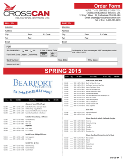 SPRING 2015 Order Form - CrossCan Educational Services