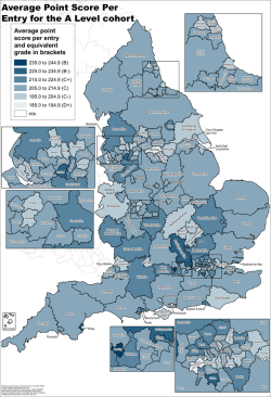 Average point score LA map for A level cohort: SFR03/2015