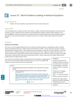 Algebra II Module 1, Topic C, Lesson 27: Teacher Version