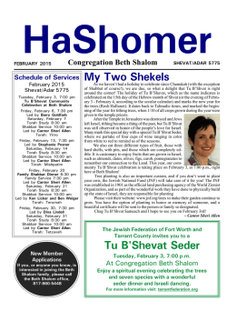 February 2015 Hashomer - Congregation Beth Shalom
