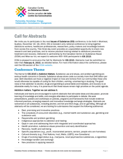 IOS 2015 - Call for Abstracts - Canadian Centre on Substance Abuse