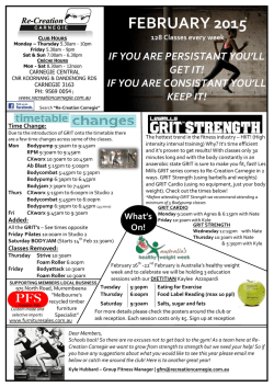 FEBRUARY 2015 - Re-Creation Health Club Carnegie