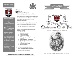 WELCOME Nov. 1, 2015 - St Thomas Aquinas Christmas Craft Fair