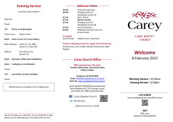 Weekly Welcome Sheet - Carey Baptist Church