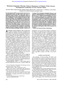 Homoharringtonine Therapy Induces Responses in Patients