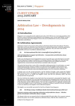 Arbitration Law &ndash; Developments in 2014