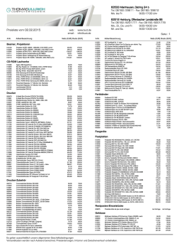 Preisliste vom 02.02.2015