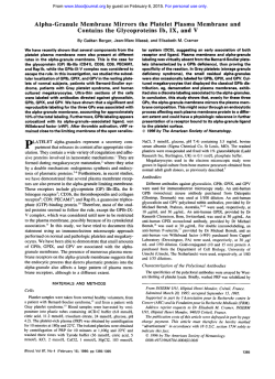 Alpha-Granule Membrane Mirrors the Platelet Plasma