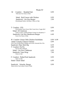 weekly special - Weekdays Restaurant