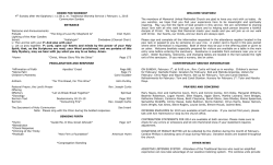 Bulletin for February 1, 2015 - Memorial United Methodist Church