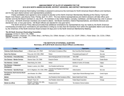 The North American Nominating Committee is pleased to announce